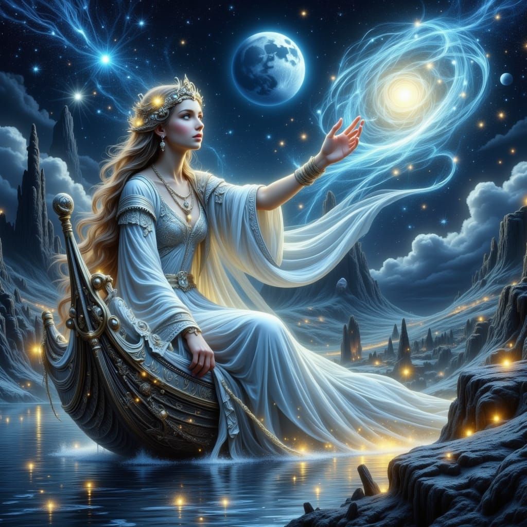 Goddess Guiding Souls on Starry River