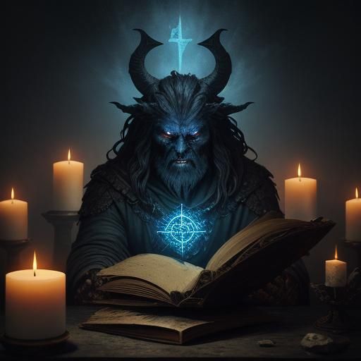 Mystical Cerebus Chanting in Dark Fantasy Ritual