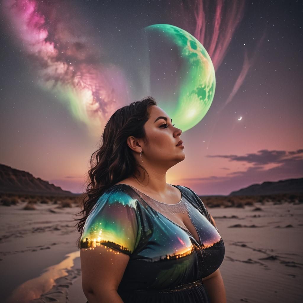 Double Exposure Portrait with Aurora Borealis