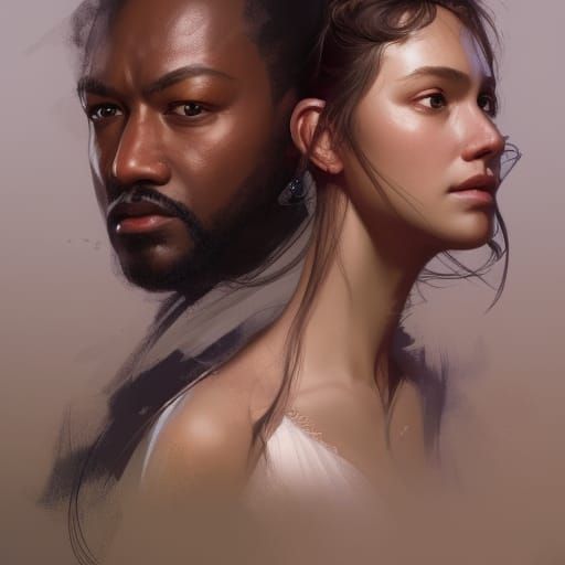 Othello and Desdemona: Detailed Digital Art Portrait