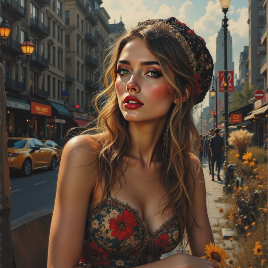 Golden Hour Portrait in Kirby Comics Style