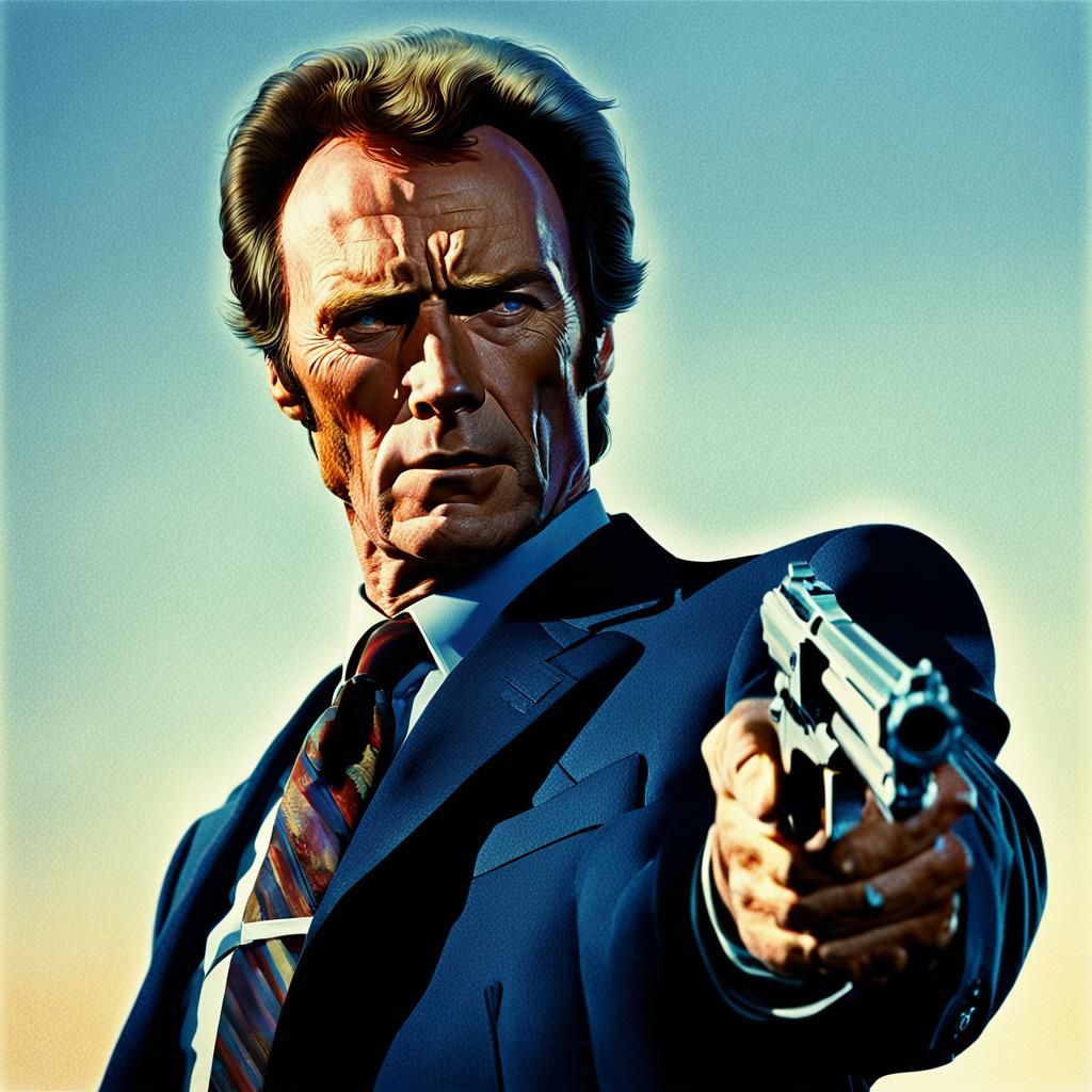 Detective Points Gun in Dramatic Film Still