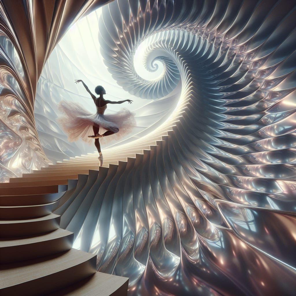 Ballerina's Fractal Dance in Iridescent Light
