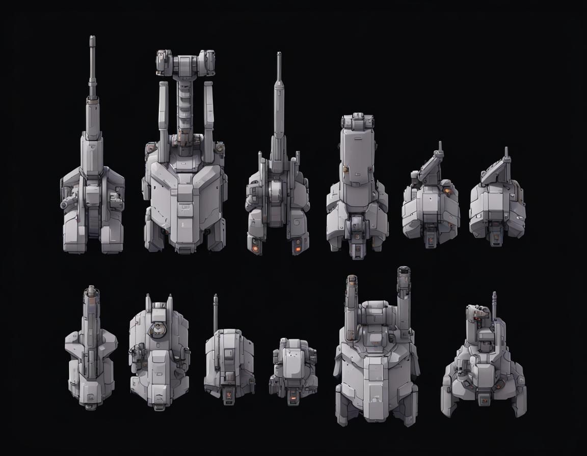 Sci-Fi Laser Cannon Turret Game Asset Sheet