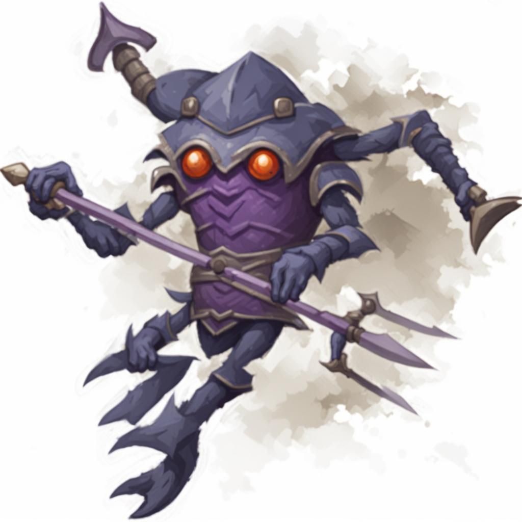 Four-Armed Purple Beetle Warrior with Spear