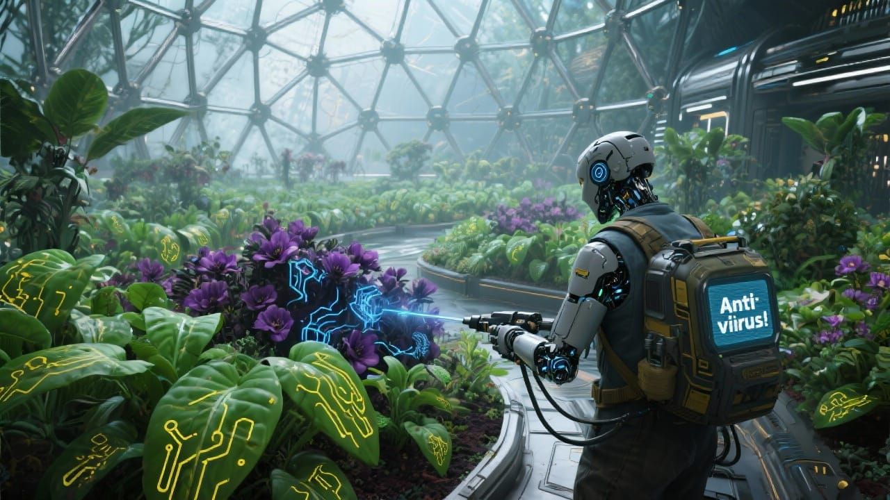 Futuristic Botanical Garden with Cyborg Plants