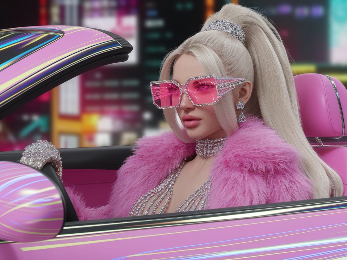 Cyberpunk Goddess in Pink Luxury