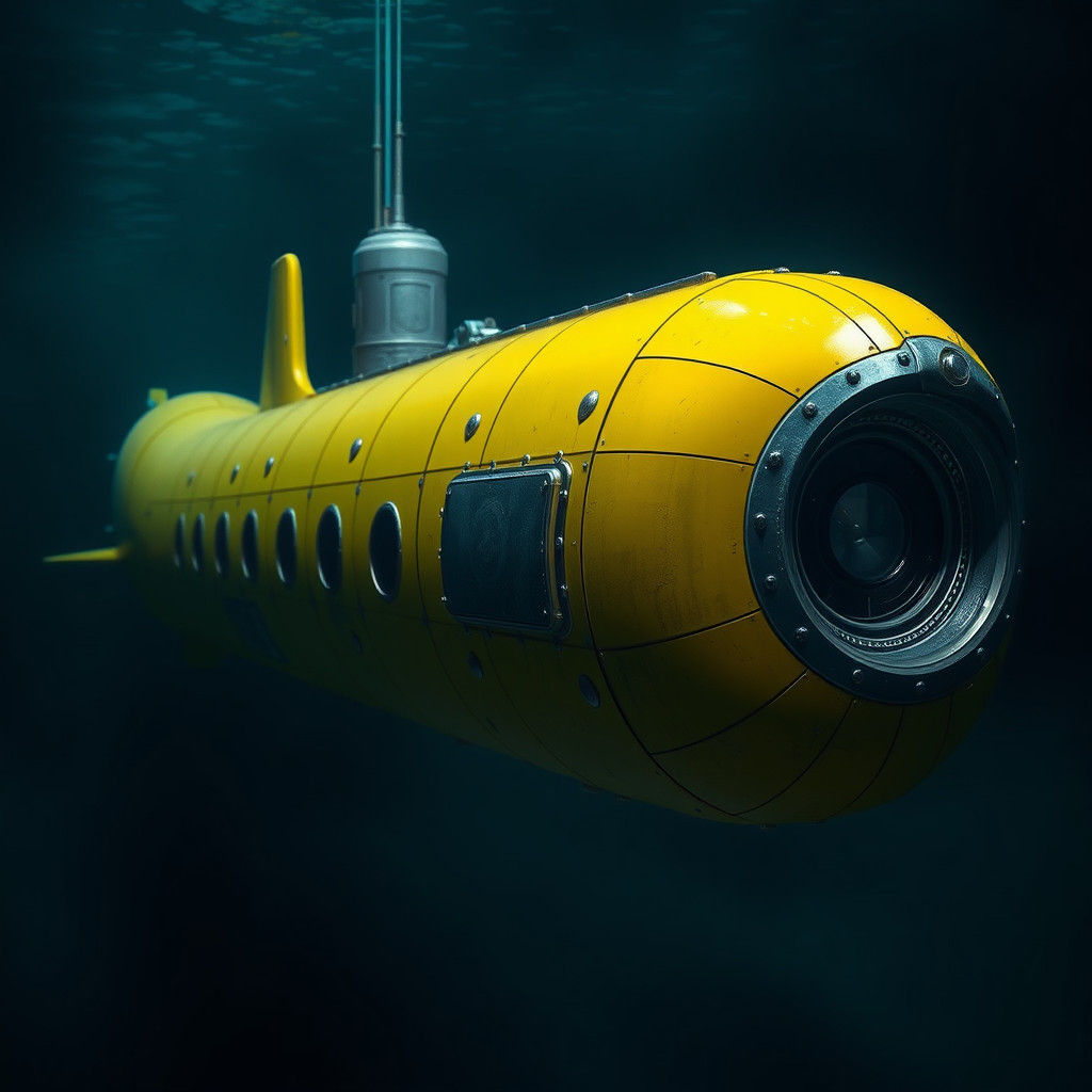 Banana Submarine in a Hyperrealistic Underwater Scene