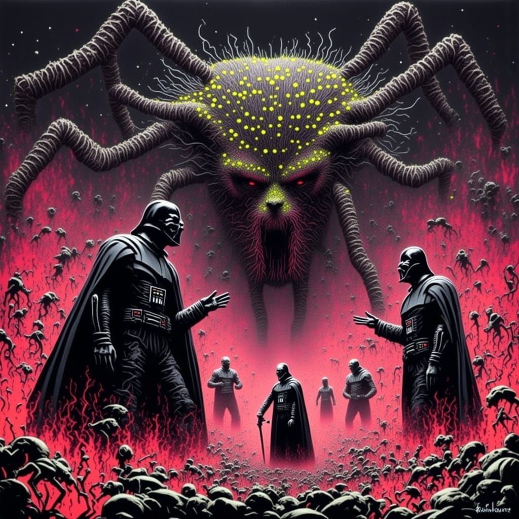 Vegeta, Darth Vader, and Blackbirds in Graffiti Style