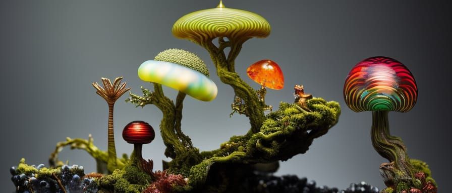 Hypersurreal Mini Monster Diorama in Moonlight