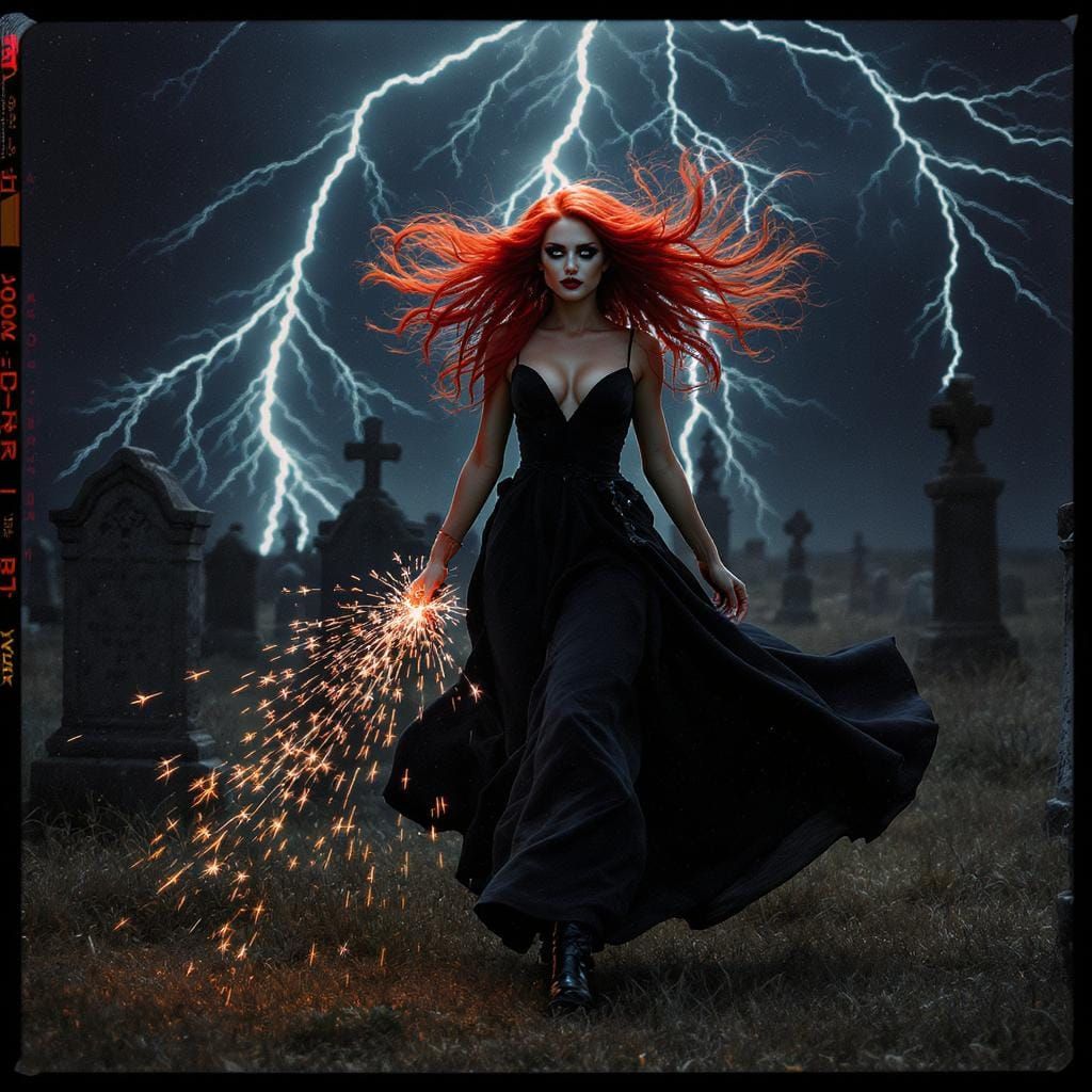 Cinematic Witch in Lightning Storm