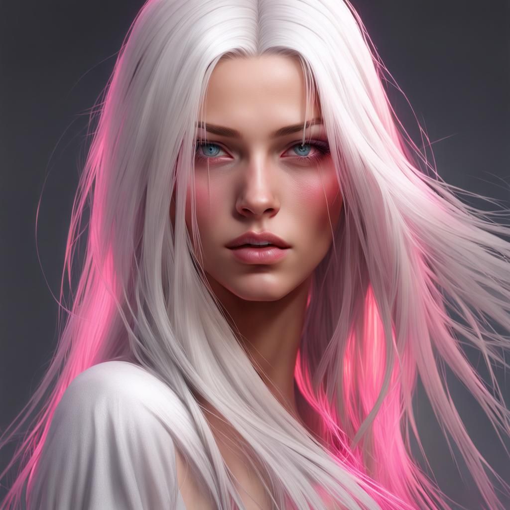 Intricate Portrait of a Woman with Pink Eyes