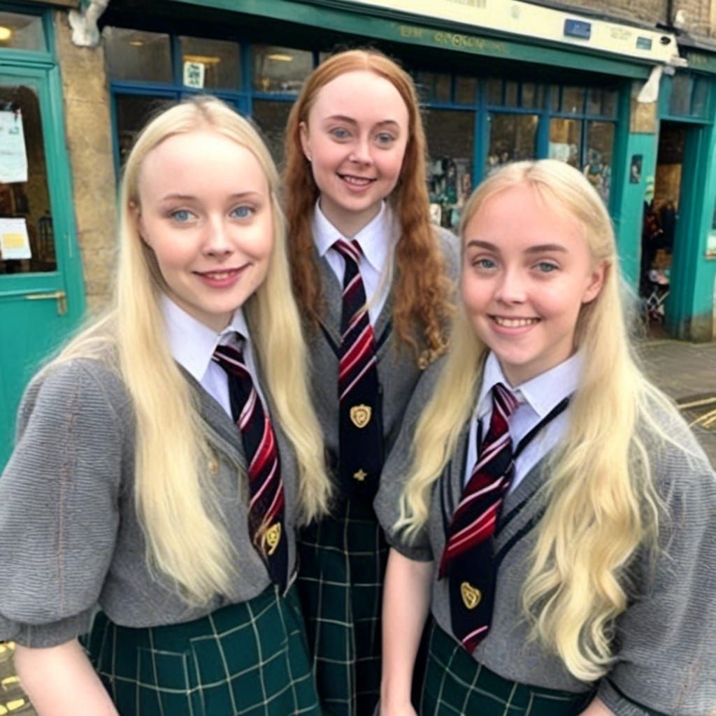 Inked Drawing of Derry Girls Schoolgirls