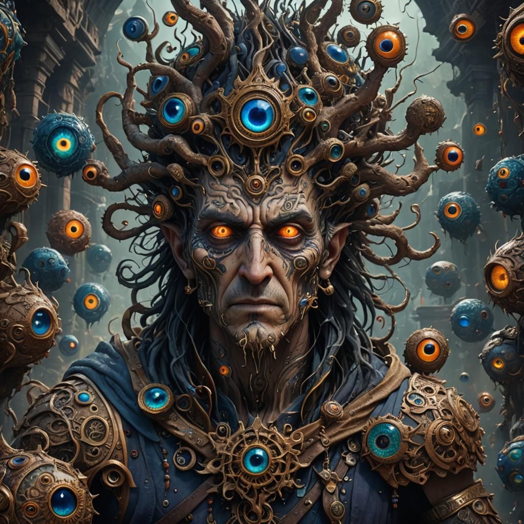 The Many-Eyed Man: Detailed Fantasy Concept Art