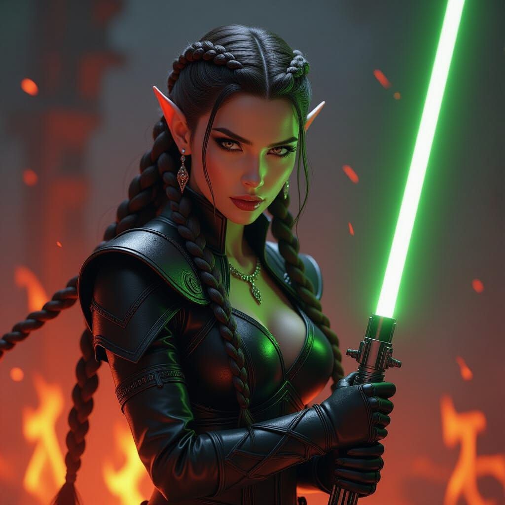 Elf Warrior in Inferno, Digital Concept Art