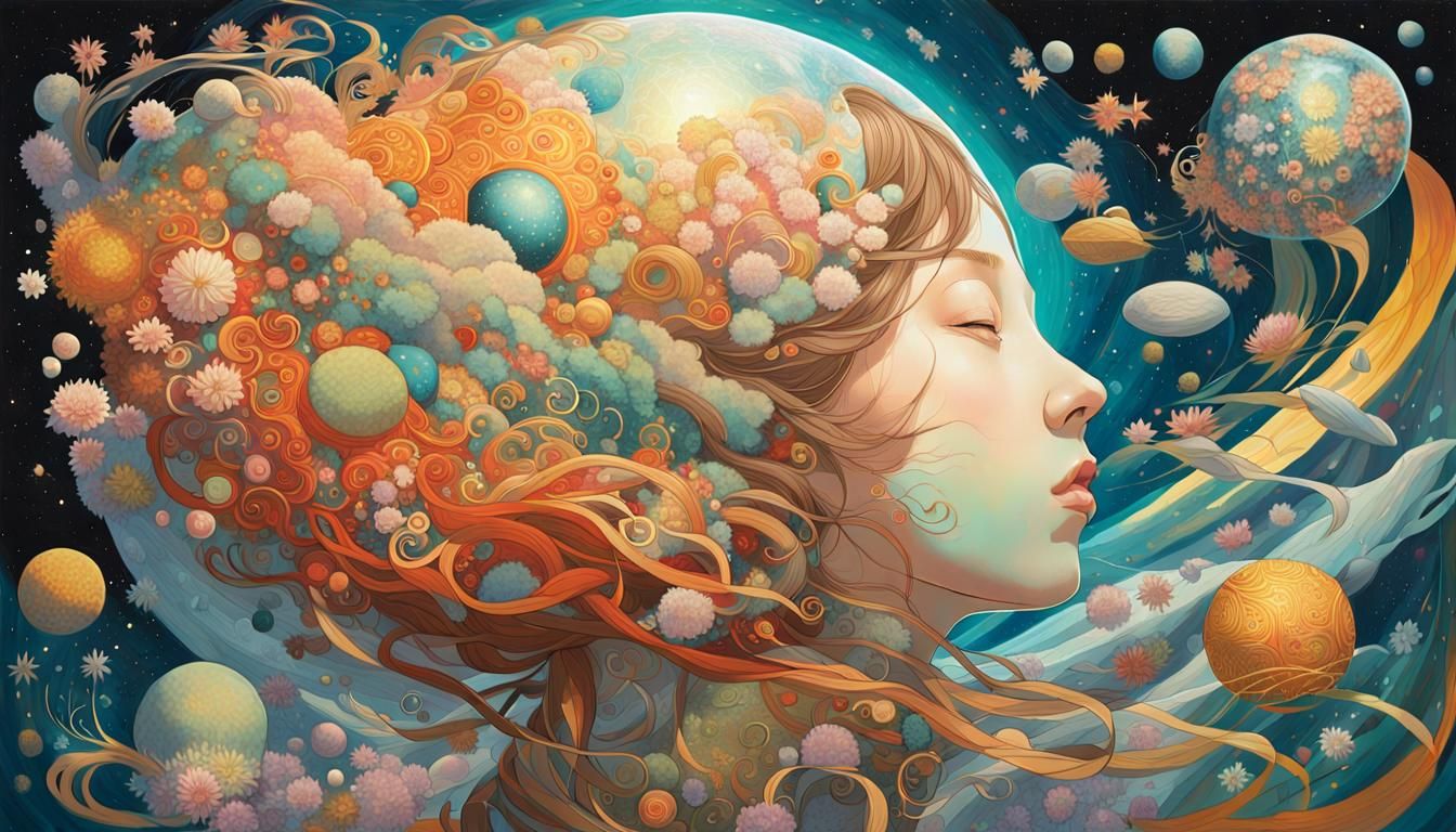 Figure Born in Space: A Hyper-Detailed Digital Artwork