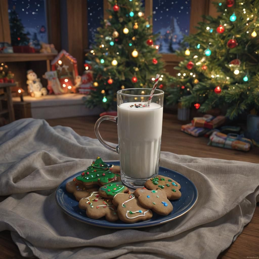 Christmas Eve Treat in Children's Room: Digital Art