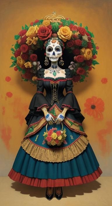 La Calavera Catrina in Surreal Expressionist Style