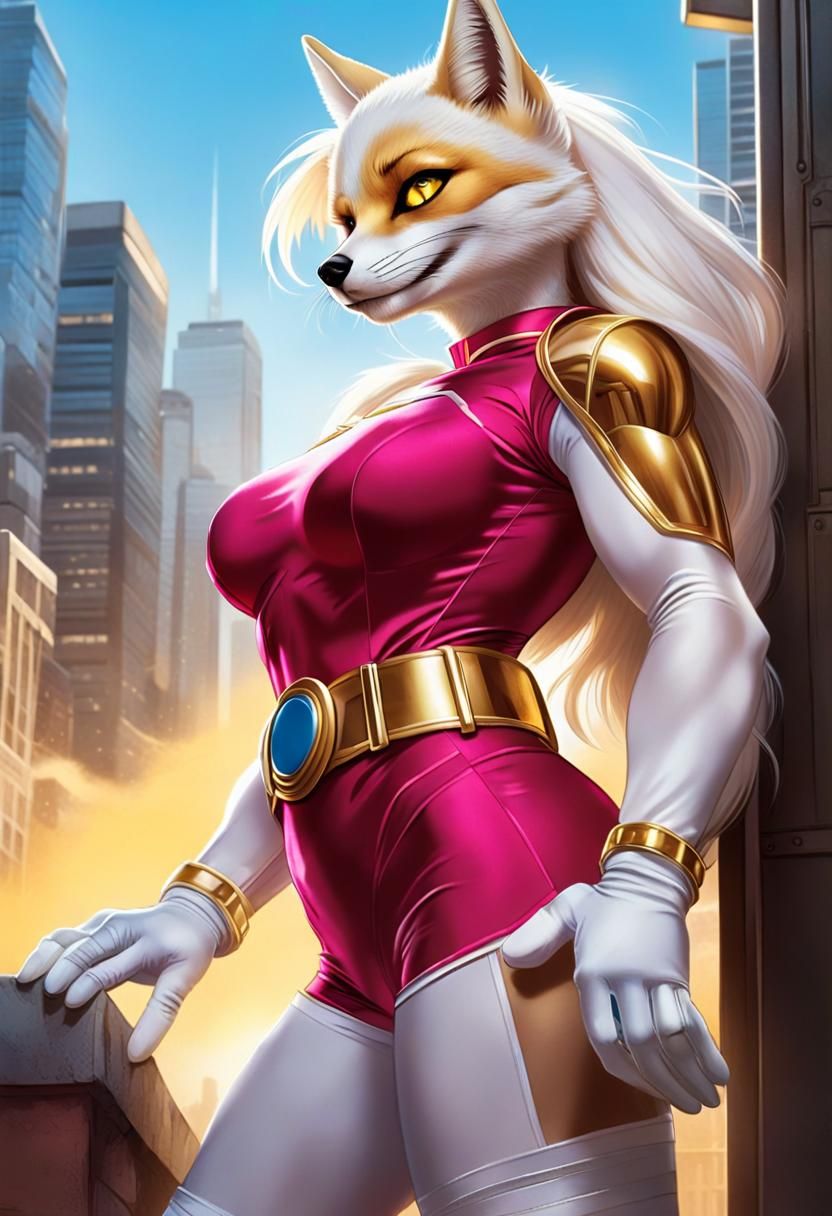 Fennec Fox Superheroine in Comic Book Art Style
