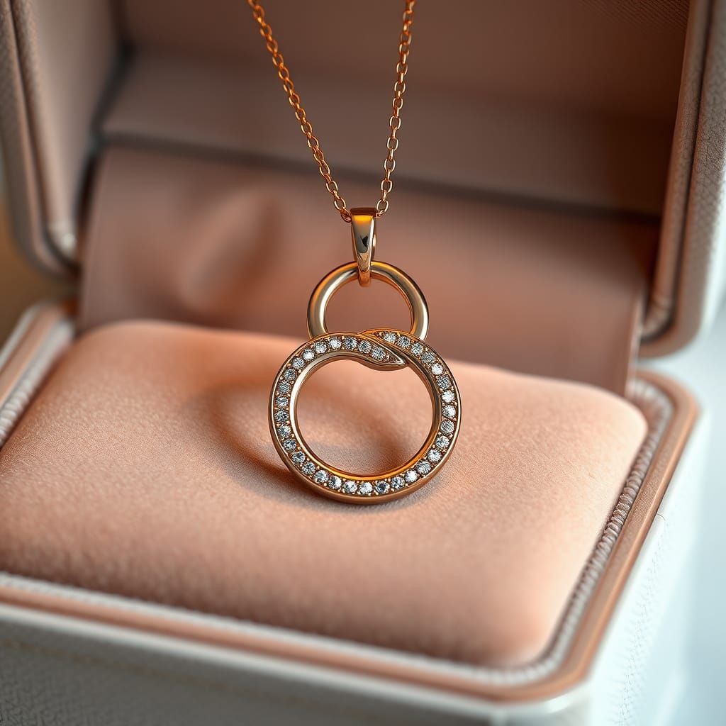Rose Gold Figure-Eight Pendant in Luxury Jewelry Box
