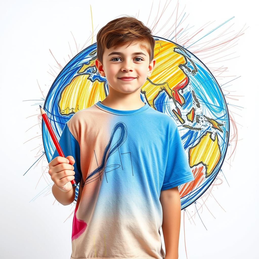 Distressed Earth Drawing in Childlike Style