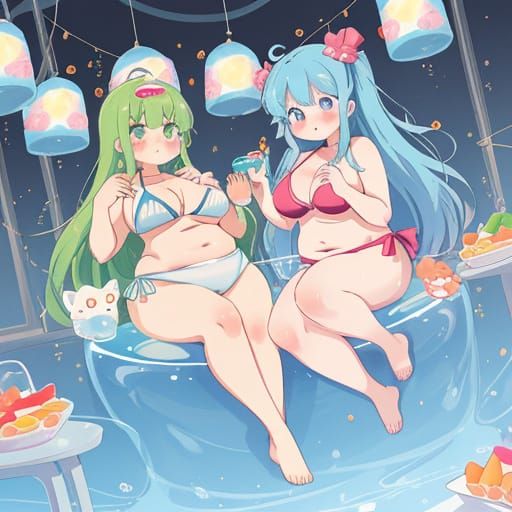 Anime Girls Feast on Jell-O in Factory