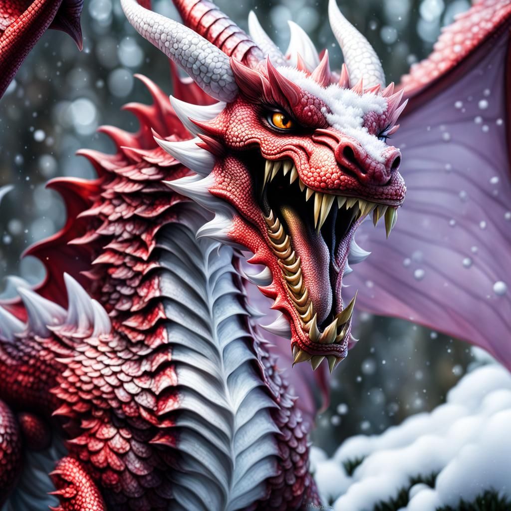 Large Winged Dragon in Surrealist Style