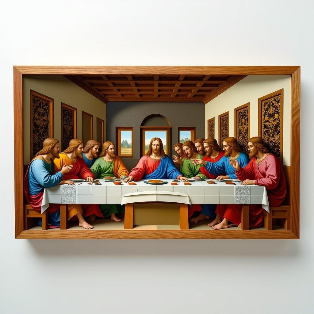 Marquetry Relief of Da Vinci's Last Supper