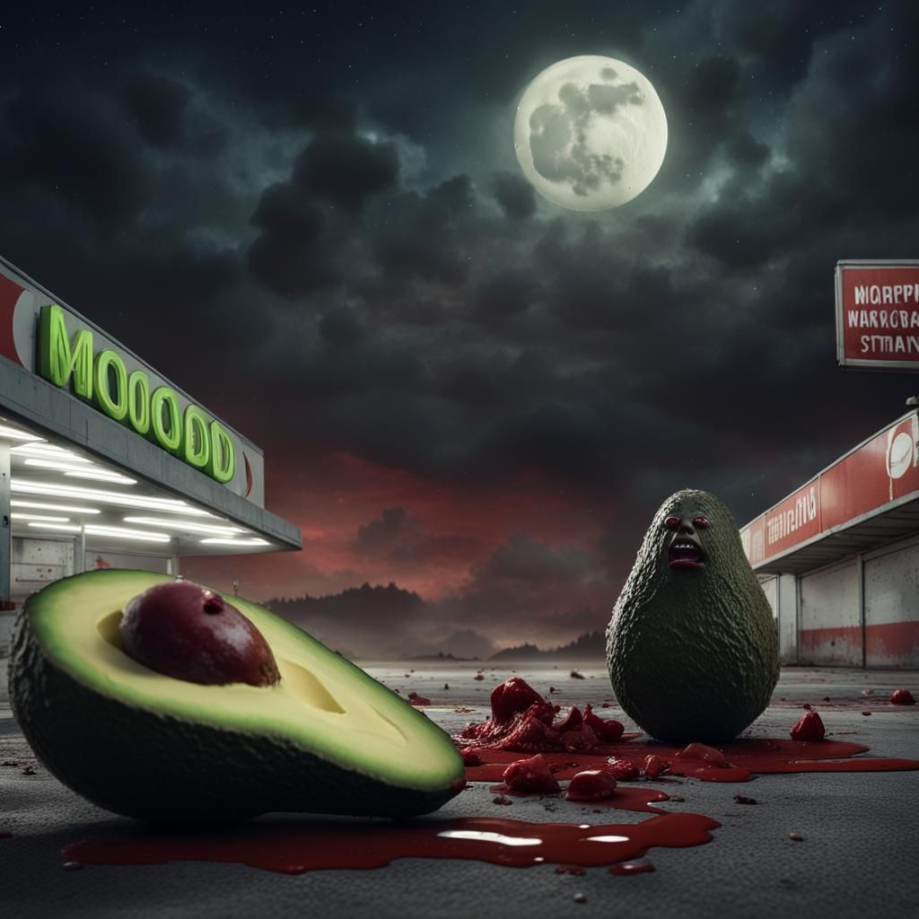 Apocalyptic Zombie Avocado Feast in Parking Lot