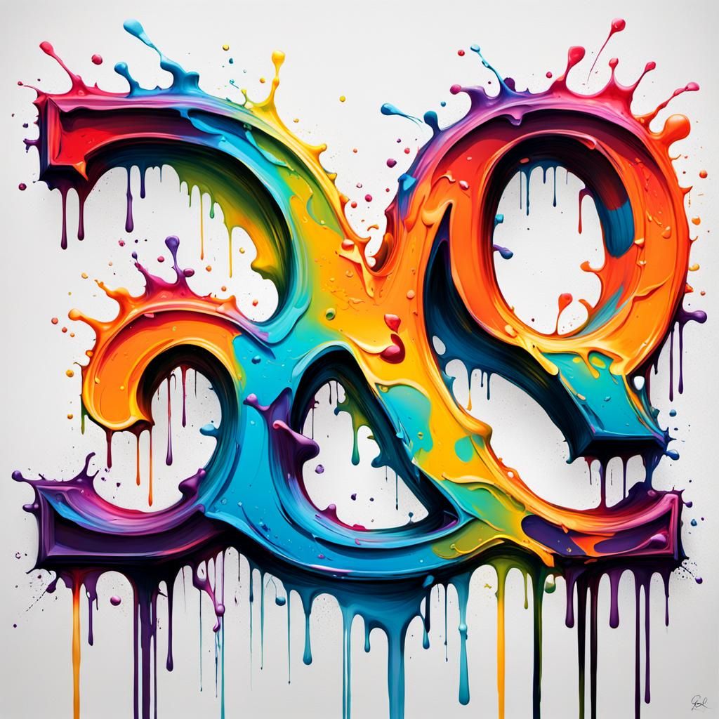 Graffiti Letter Q in Polychromatic Splash Art