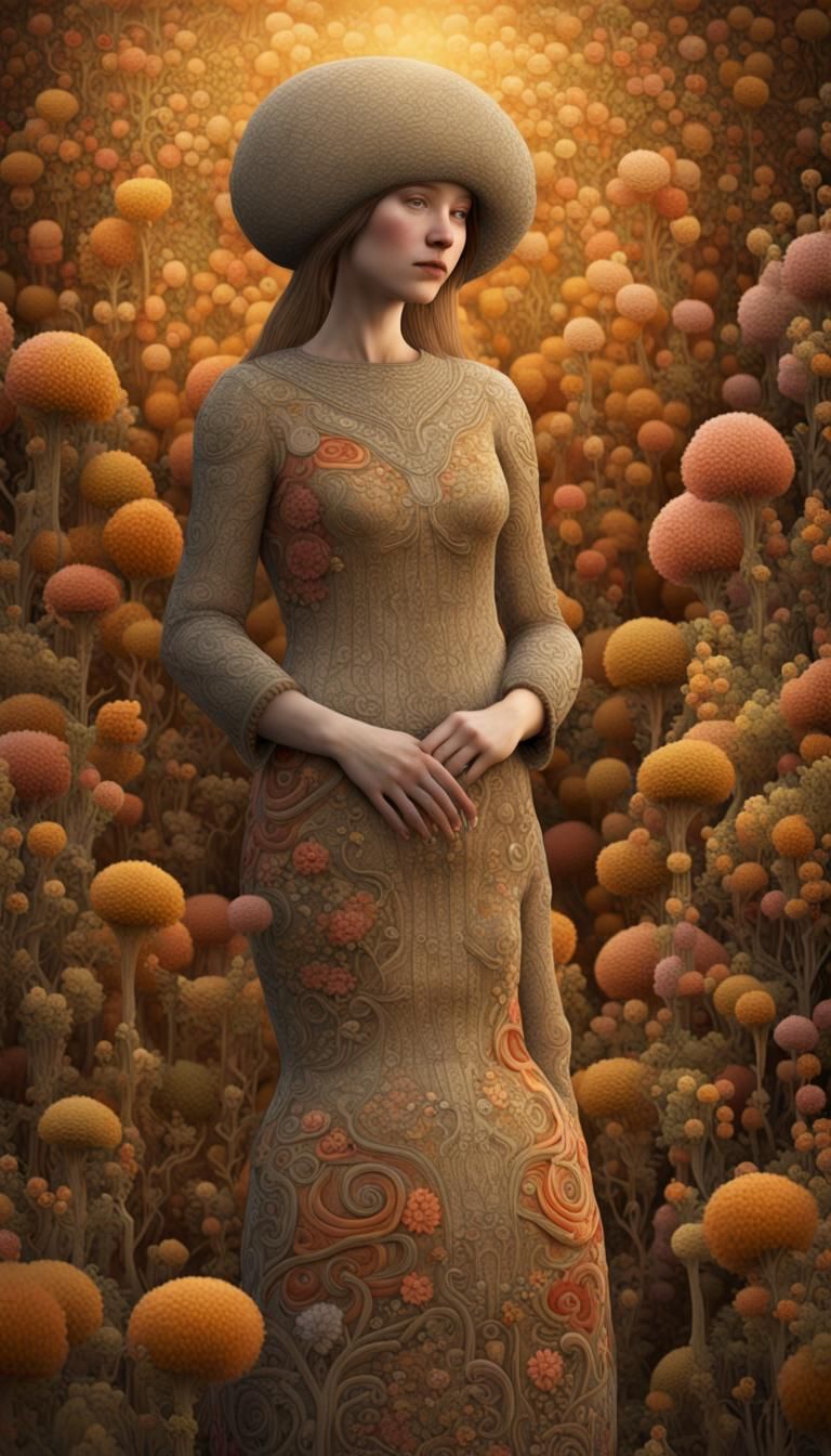 Art Nouveau Knitted Dress in Klimt Style
