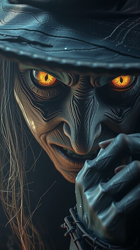 Eerie Witch Portrait in Dark Fantasy Style