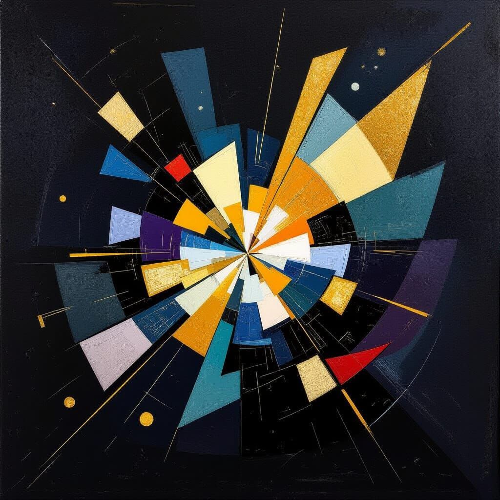 Abstract Light Against Dark with Geometric Shapes