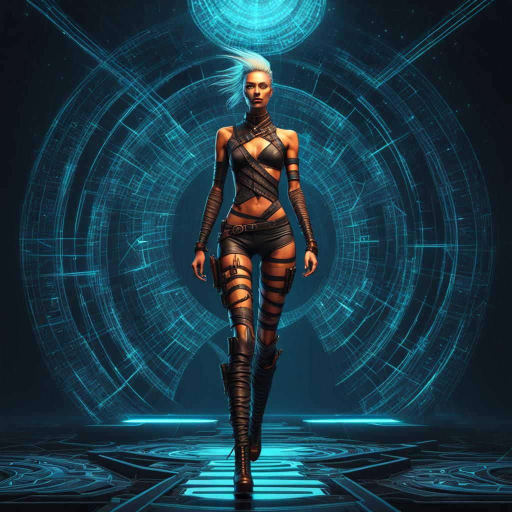 Gritty Sketchbook Woman in Leather, Graffiti Art