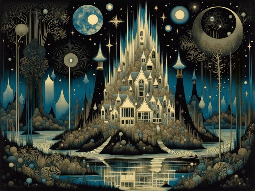 Gilded Dreamscapes in Glitch Art