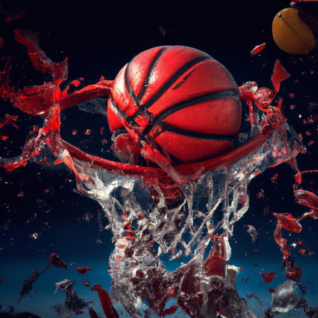 Basketball Mid-Splash: Epic Cinematic Digital Art