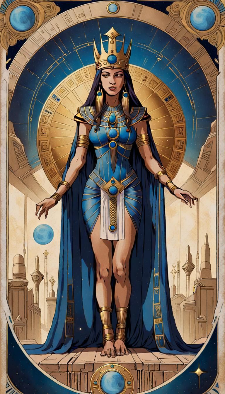 Futuristic Cybernetic High Priestess Tarot Card
