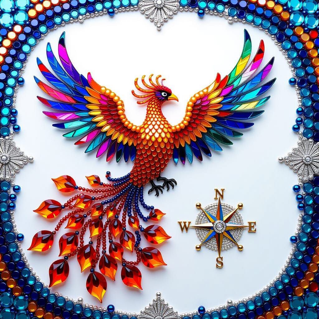 Phoenix Mosaic in Glass Beadwork Style