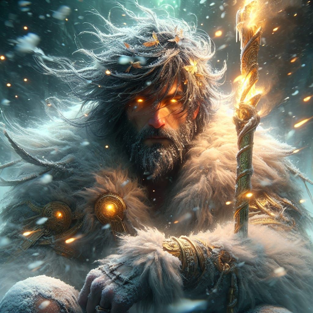Greek God in Snowstorm Concept Art