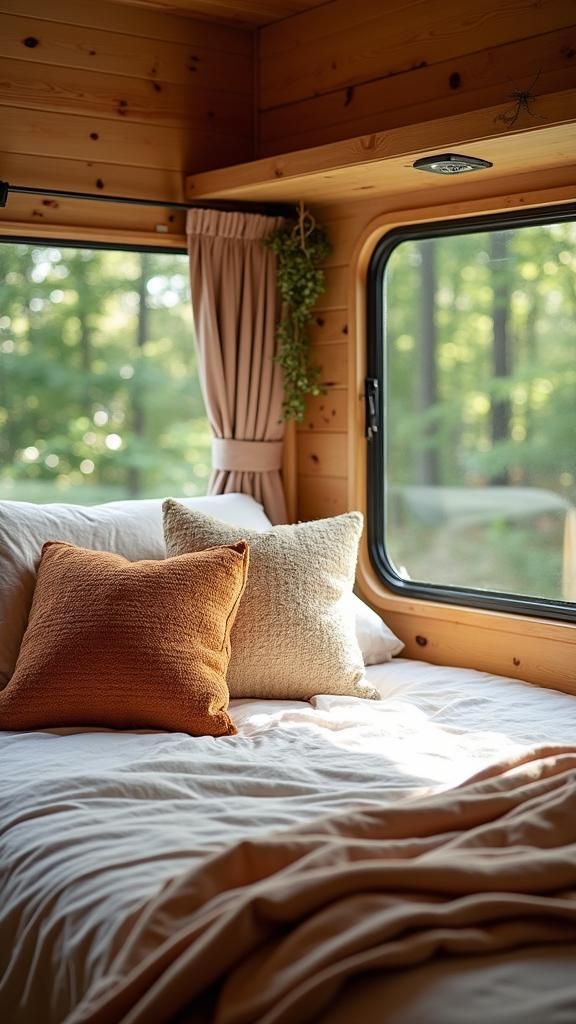 Cozy Camper Interior with Lush Greenery