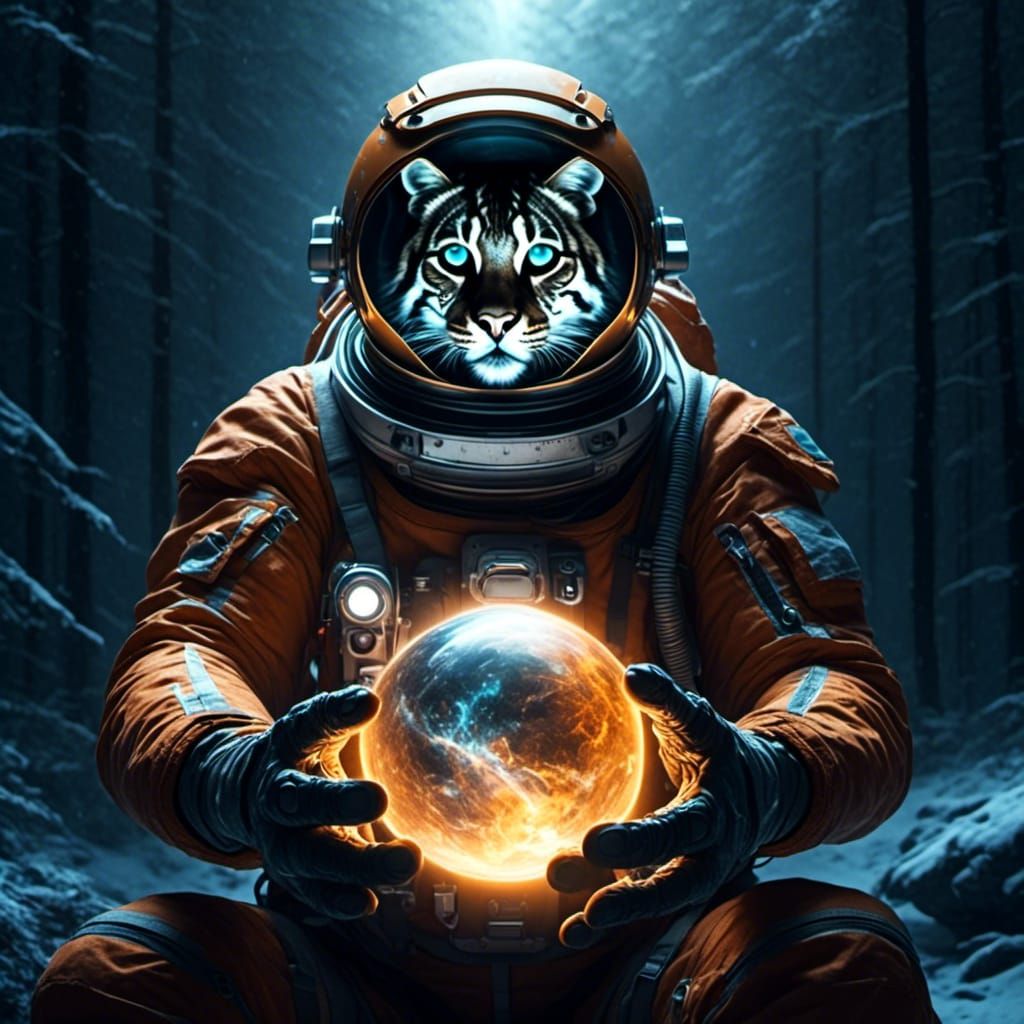 Astronaut Holding a Glowing Orb in Space