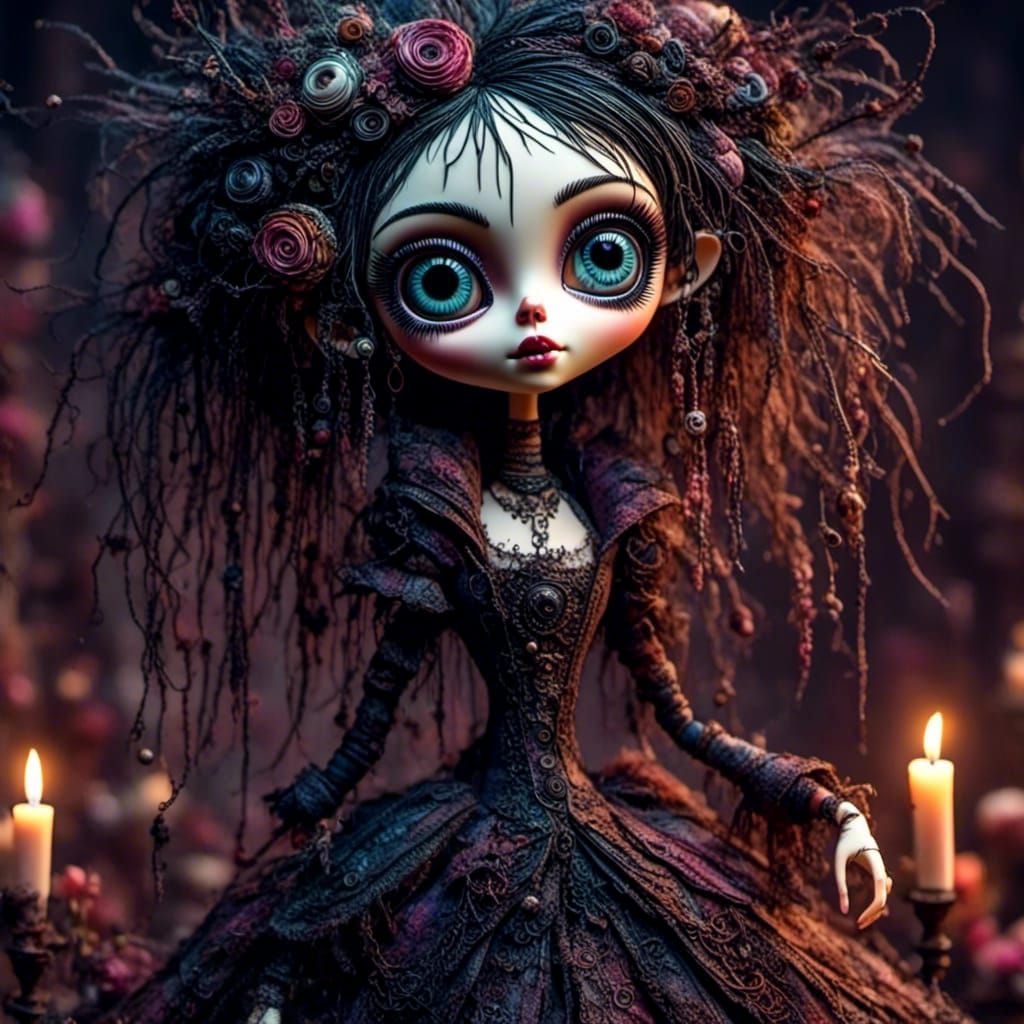 Creepy Killer Doll in Candlelit Mansion