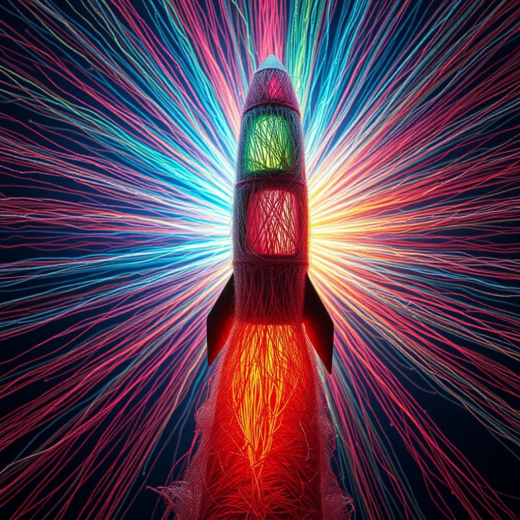 Luminescent Wool Rocket in Psychedelic Art Style