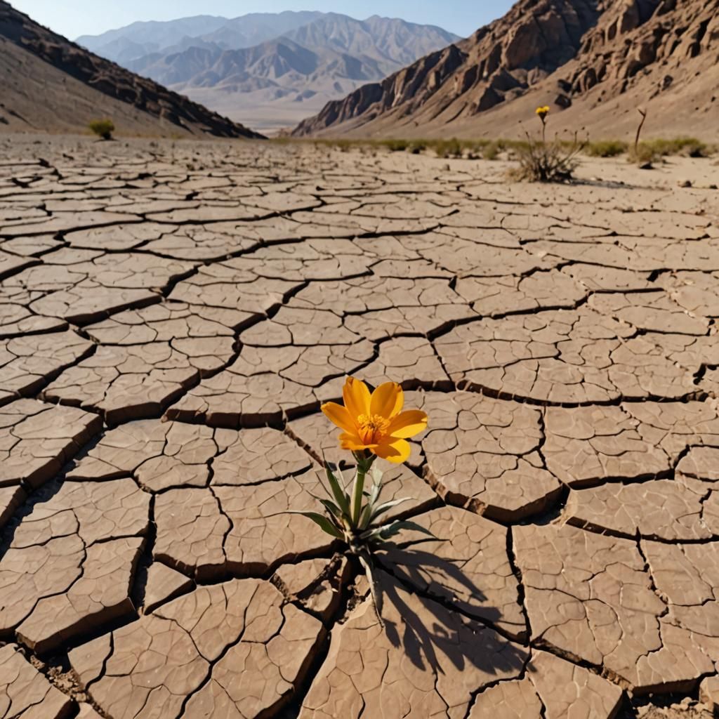 Resilient Desert Flower Amidst Barren Landscape