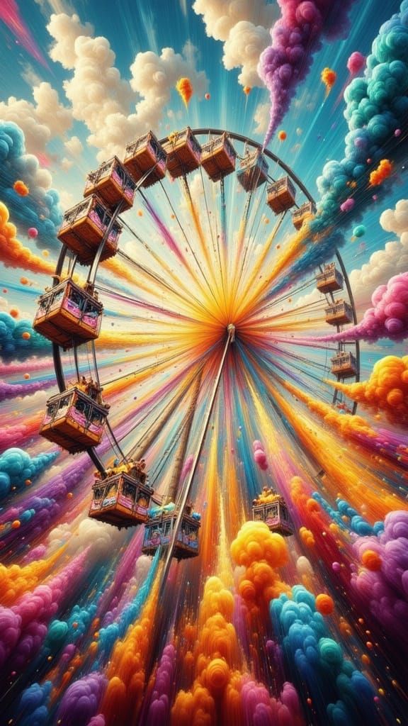 Exploding Ferris Wheel: Abstract Expressionist Action Painti...