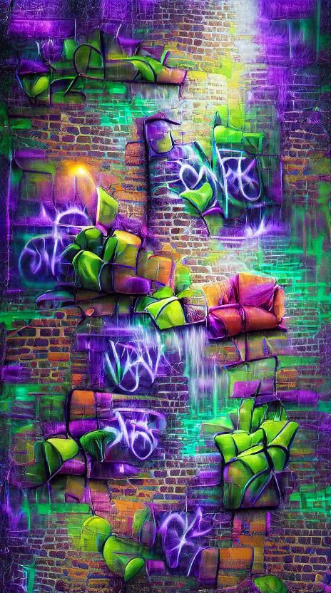 Colorful Graffiti Art on Brick Wall in 8K