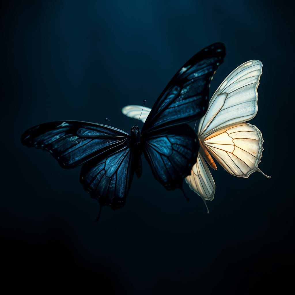 Majestic Butterflies in Haunting, Cinematic Atmosphere