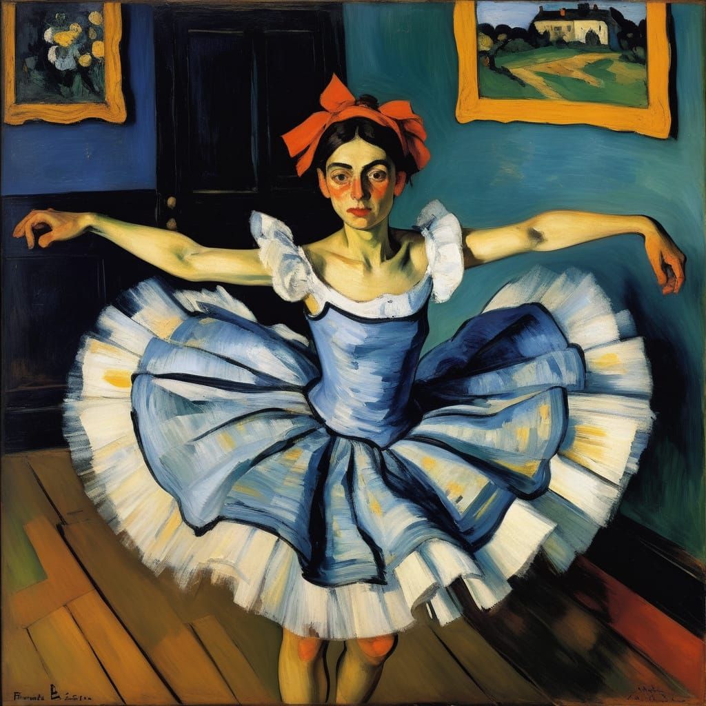 Joyful Whirlwind Girl in Vibrant Oil Painting