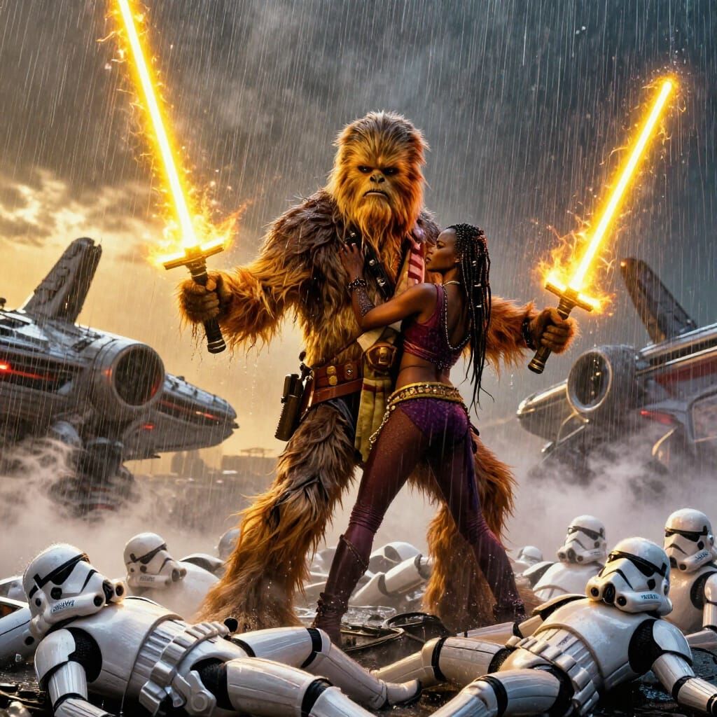 Wookiee Jedi's Revenge with Dual Yellow Lightsabers