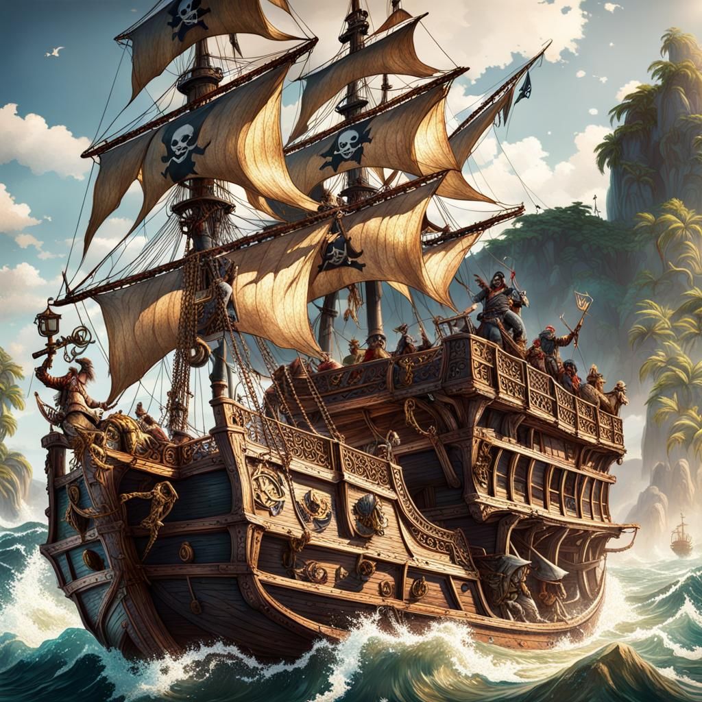 Pirate Centaurs on the Sea: Detailed Matte Painting